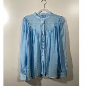 CeCe Sky Blue Collared Shirt